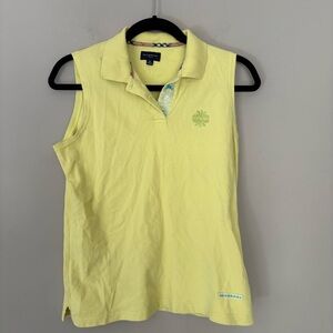 Burberry Golf Yellow Sleeveless Waikoloa Polo Shirt Sz M